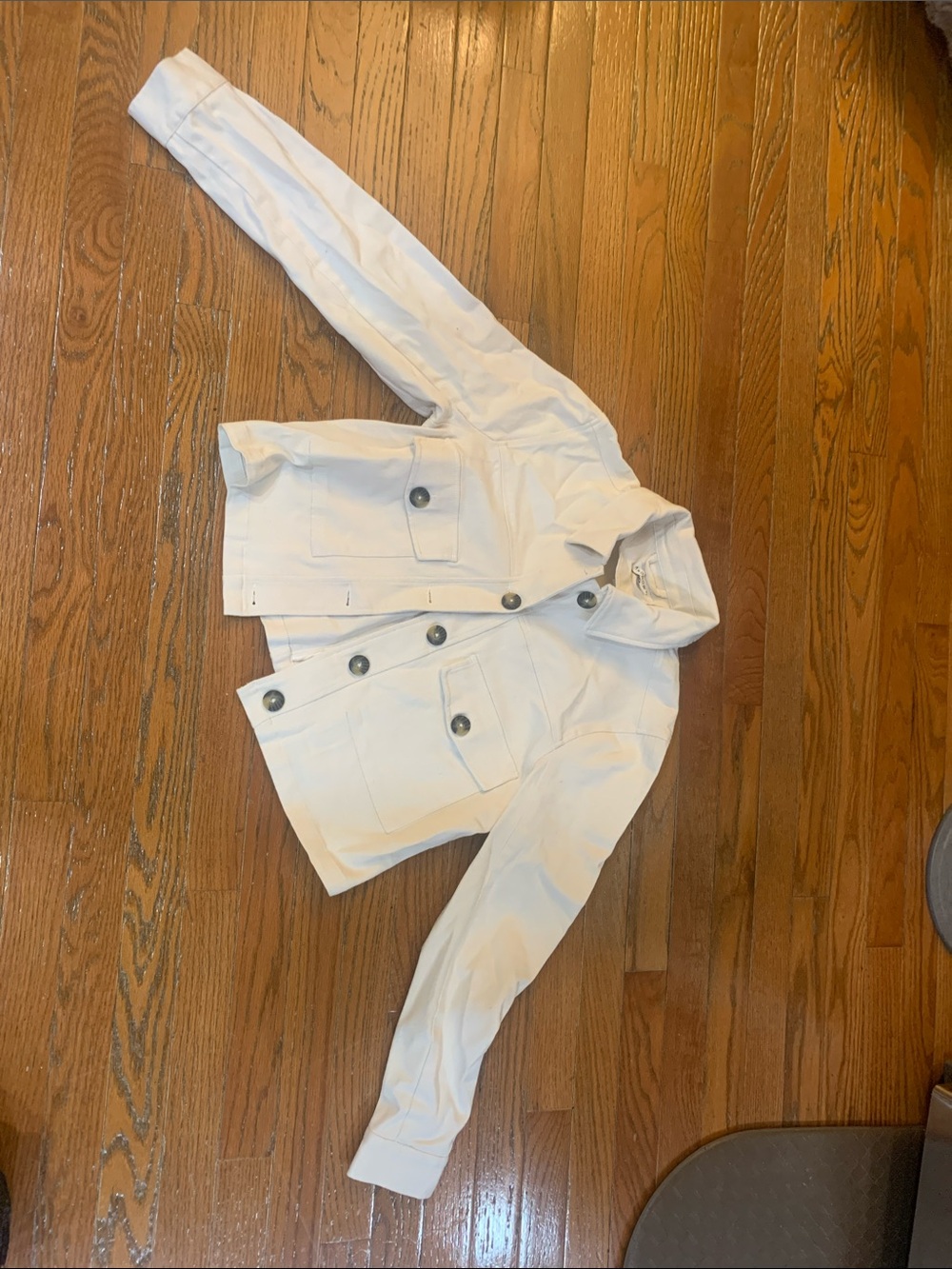 Kids White Button-Front Jacket